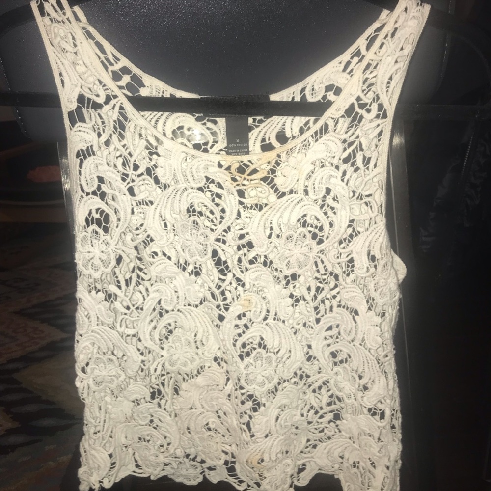INC beachy lace top